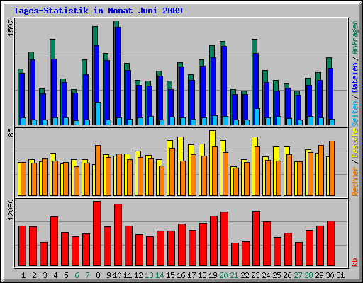 Tages-Statistik im Monat Juni 2009